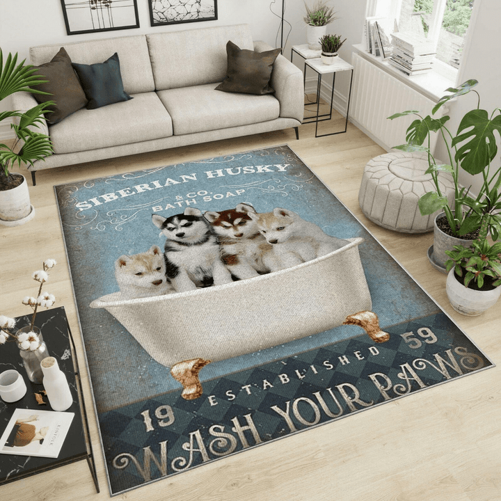 Siberian Husky Area Rug Room Carpet Custom Area Floor Home Decor