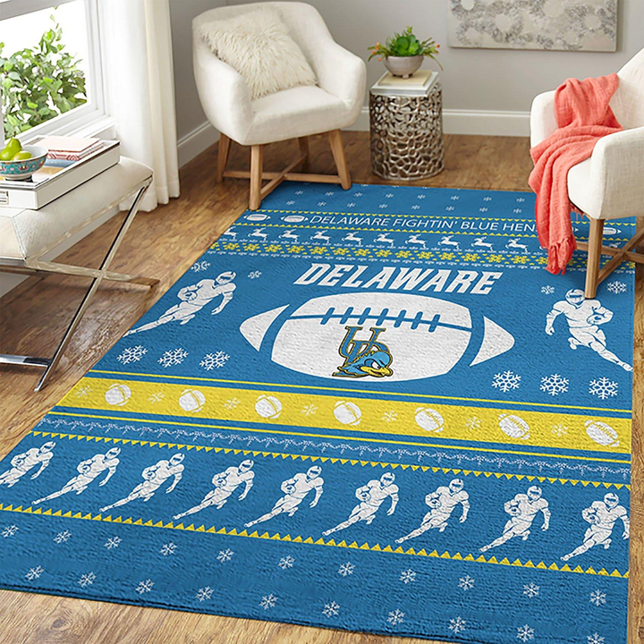 Delaware Fightin' Blue Hens Ncaa Football Ugly Christmas Rug Room Carpet Sport Custom Area Floor Home Decor