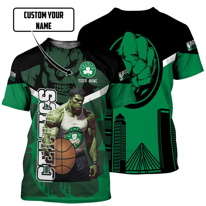 Boston Celtics Hulk Personalized Name 3D T-Shirts Gift For Fan