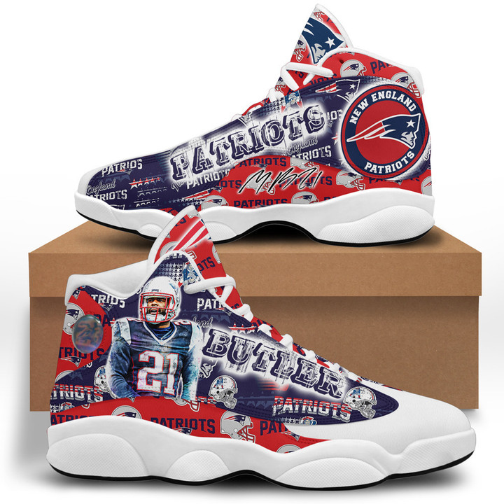New England Patriots - Malcolm Butler Jordan 13 Shoes V1