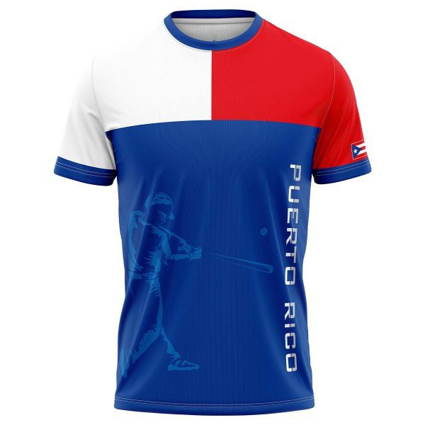 Puerto Rico 2023 Men Baseball Flag Color 3D T-Shirt For Fan