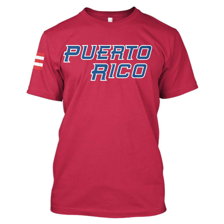Puerto Rico New Design 2023 Men Baseball Red Background 3D T-Shirt For Fan
