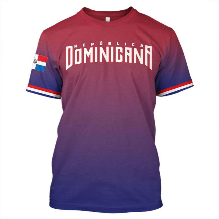 Dominica New Design 2023 Men Baseball Red Background 3D T-Shirt For Fan