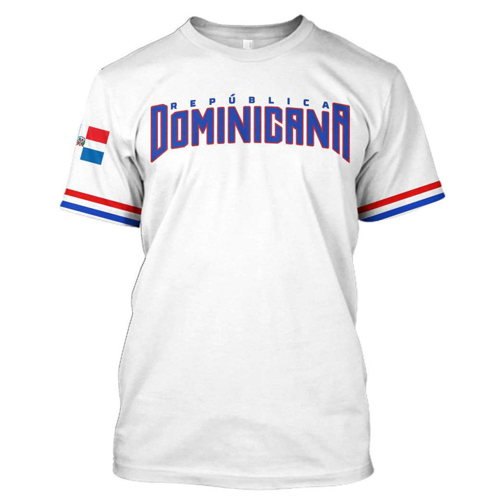 Dominica New Design 2023 Men Baseball White Background 3D T-Shirt For Fan