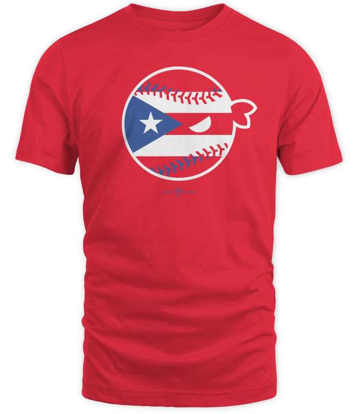 Puerto Rico Men Baseball Flag Pattern 2023 Red Background 2D T-Shirt For Fan