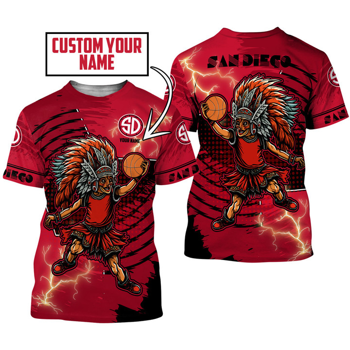 San Diego State Aztecs Basketball Team Custom Name 3D T-Shirt P5-00015