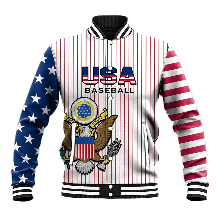 USA Pattern Personalized Name White Logo Ver 3D Bomber Jacket Gift For Fan