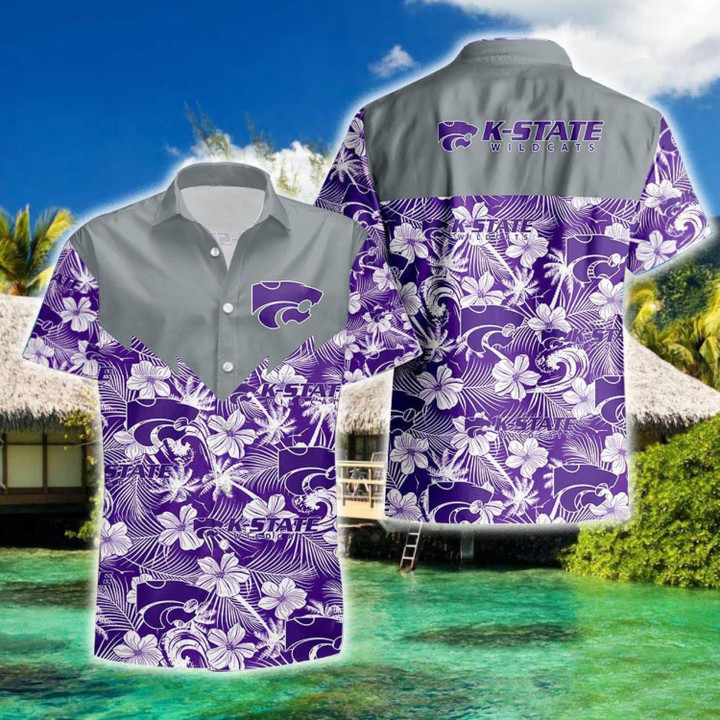 Kansas State Wildcats With Hibicus Flower Beach Summer Pattern 3D Hawaiian Shirt
