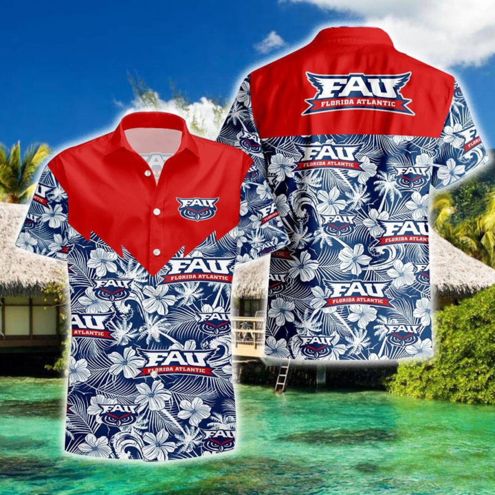 Florida Atlantic Tropical Seamless NCAA Fans Gift For Fans 3D Hawaiian Shirt