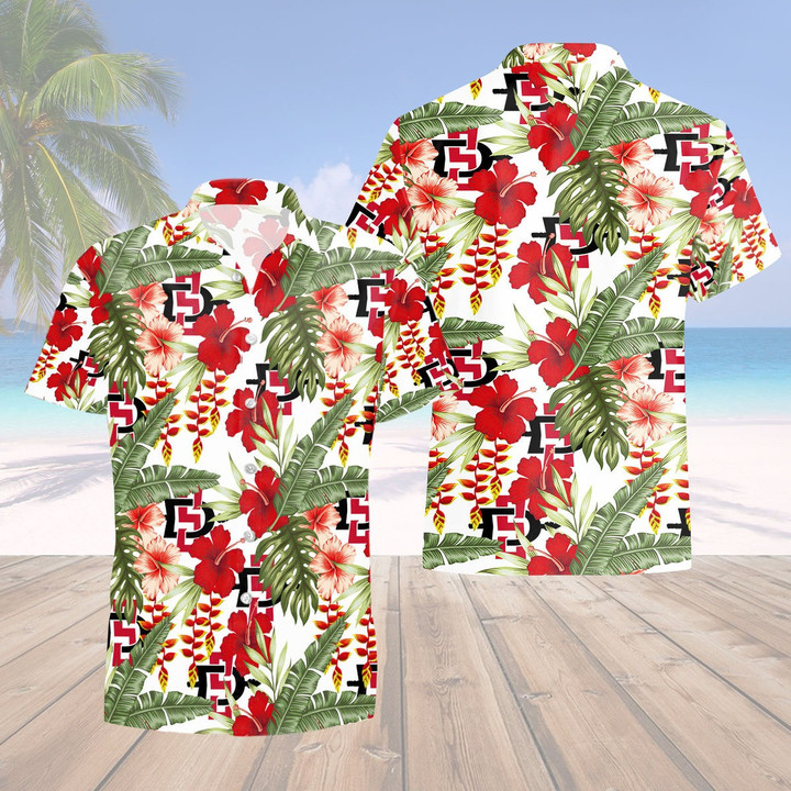 San Diego State Aztecs Men's Basketball Tropical Pattern Gift For Fans 3D Hawaiian Shirt