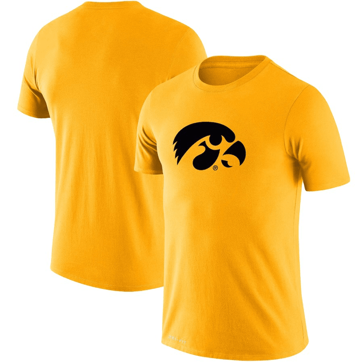Iowa Hawkeyes Logo On Yellow Background Print 2D T-Shirt