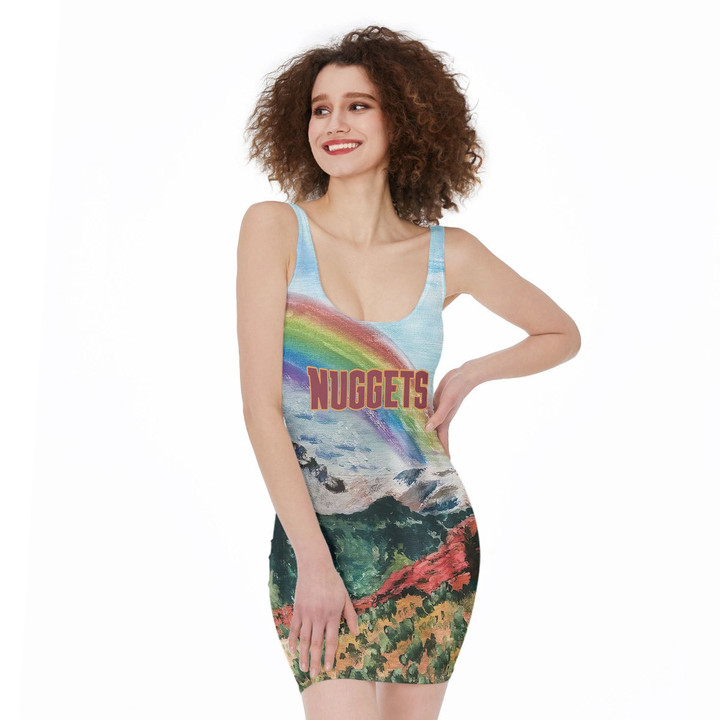 Denver Nuggets Basketball Rainbow Nature Pattern Print Bodycon Dress