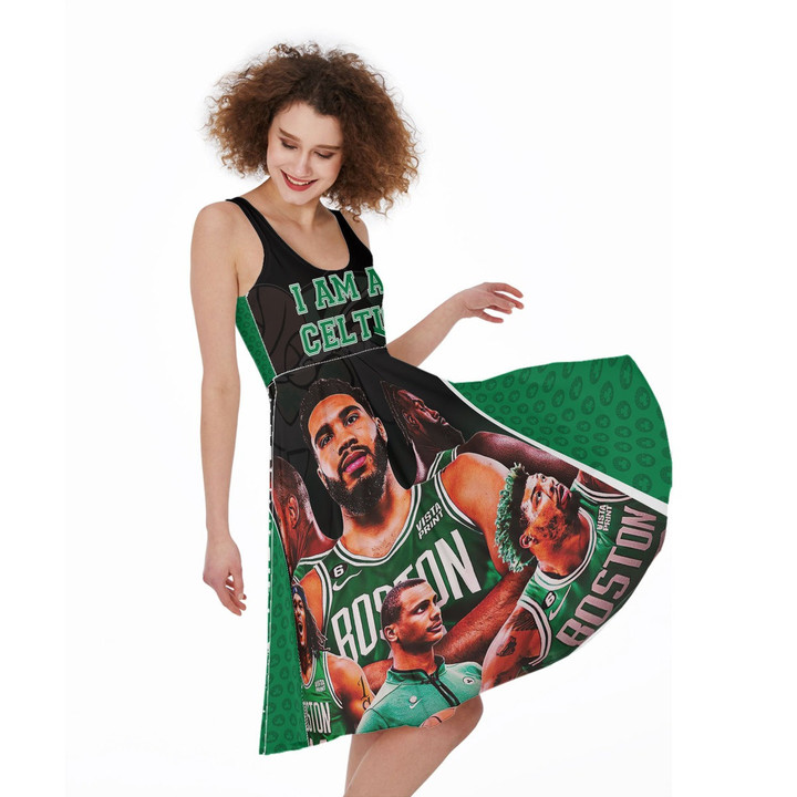 I Am A Celtics Basketball Poster Print 3D Sleeveless Midi Dress
