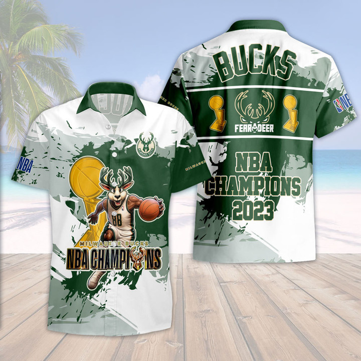 Milwaukee Bucks Fear The Dear NBA 2023 Champions 3D Hawaiian Shirt