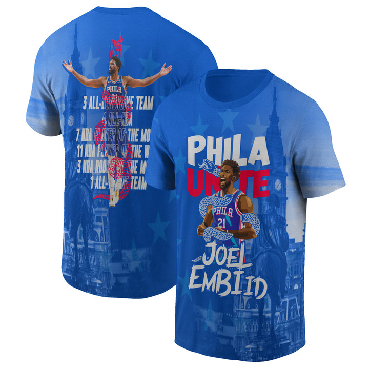 Joel Embiid Stars Player Philadelphia 76ers Print 3D T-Shirt