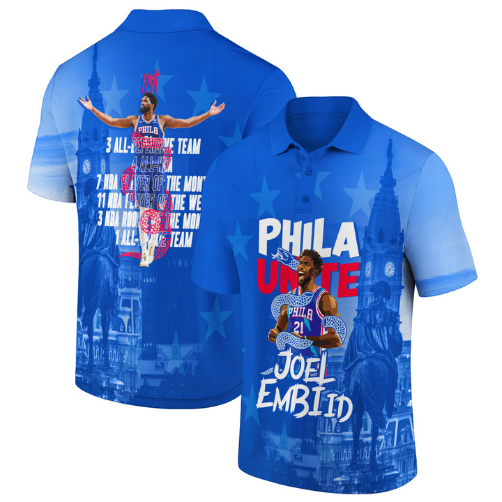 Joel Embiid Stars Player Philadelphia 76ers Print 3D Men's Polo Shirt