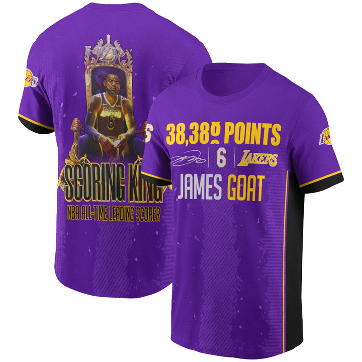 LeBron James Scoring King NBA All-time Leading Scorer Print 3D T-Shirt