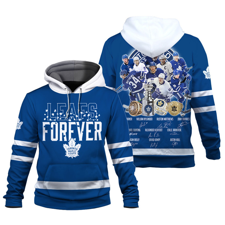 Toronto Maple Leafs Forever On Blue Background Print 3D Hoodie