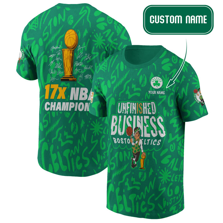 Boston Celtics 17x Champions City Background Print 3D T-Shirt SH1
