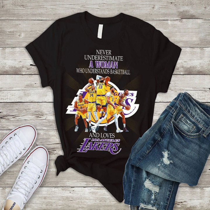 Never Underestimate A Woman Who Understands Basketball And Loves Los Angeles Print 2D T-Shirt For Women's