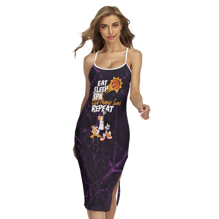 Eat Sleep Spa Love Phoenix Suns Print Cross Cami Dress