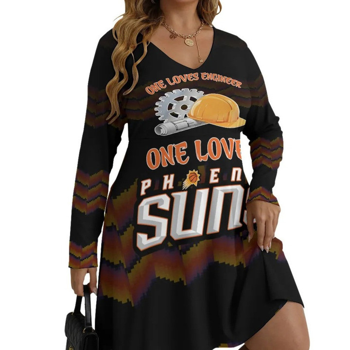 One Loves Engineer One Loves Phoenix Suns Print Long Sleeve Dress