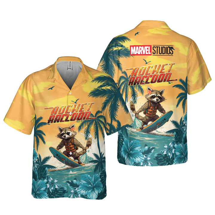 Guardians Of The Galaxy Rocket Raccoon Pattern Print Hawaiian Shirt
