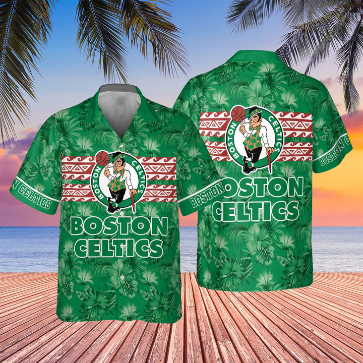 Boston Celtics National Basketball Association 2023 Hibiscus Pattern AOP Hawaiian Shirt SH1FI
