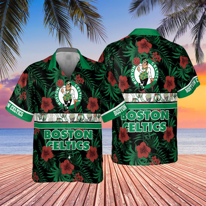 Boston Celtics National Basketball Association 2023 Hibiscus Logo AOP Hawaiian Shirt SH1FI