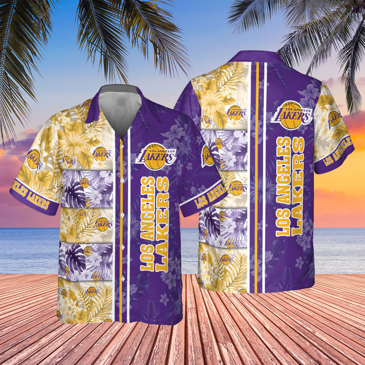 Los Angeles Lakers National National Basketball Association 2023 Hibiscus Pattern V1 AOP Hawaiian Shirt SH1FI