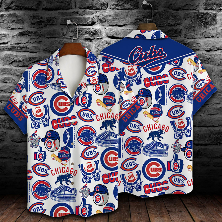 Chicago Cubs Major League Baseball Logo Pattern 2023 AOP Hawaiian Shirt