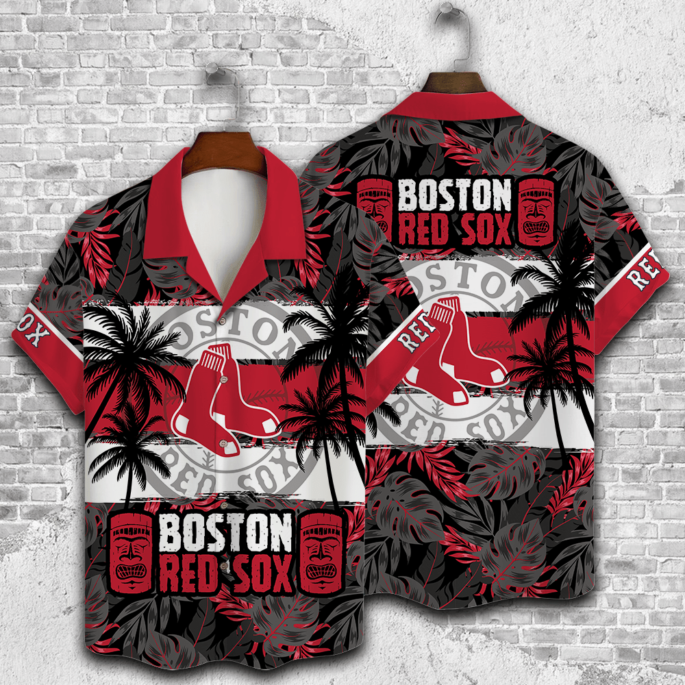 Boston Red Sox Palm Tree AOP Hawaiian Shirt V23