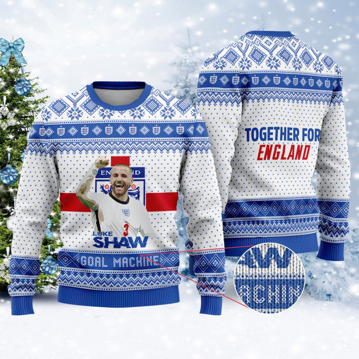 England - Luke Shaw Together For England FiFa World Cup Qatar 2022 Print Christmas Sweater