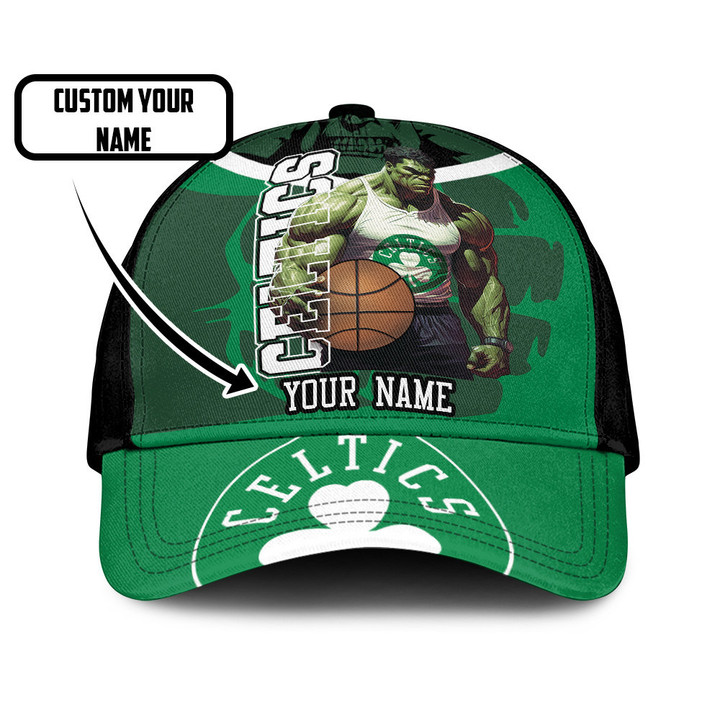 Boston Celtics Hulk Pattern Custom Name Print Baseball Cap Hat