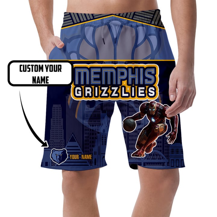 Memphis Grizzlies Iron Man Pattern Custom Name Printed All Over Men's Shorts