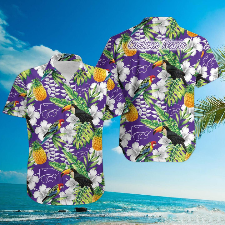 Custom Name Kansas State Wildcats With Tropical Fruit Summer 3D Hawaiian Shirt