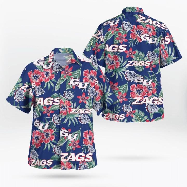 Gonzaga Bulldogs Men's Basketball Summer Pattern Printed On Over 3D Hawaiian Shirt