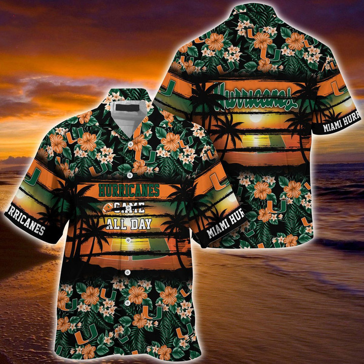 Miami Hurricanes Floral Pattern For Sports Enthusiast This Year Beach Summer 3D Hawaiian Shirt