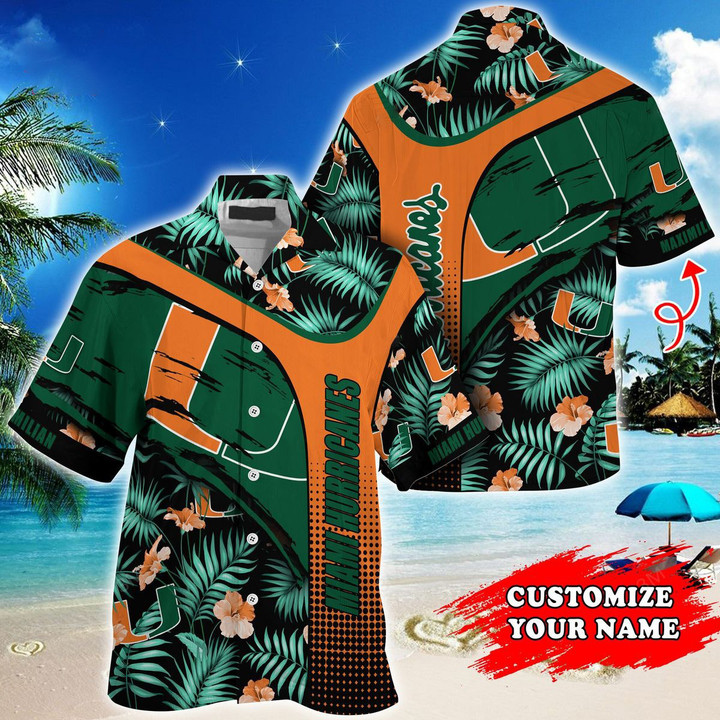 Miami Hurricanes Customized Summer With Tropical Pattern Gift For Fans 3D Hawaiian Shirt