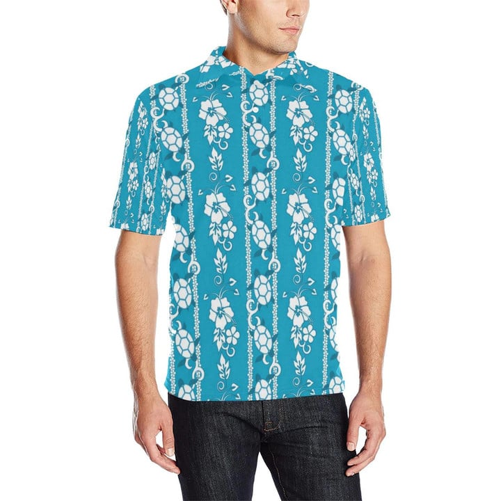 Hawaiian Themed Pattern Print Design 3D Men's Polo Shirt