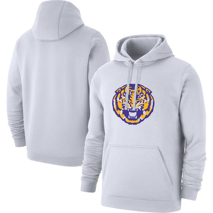 LSU Tigers Logo Club Pullover White Print 2D Hoodie