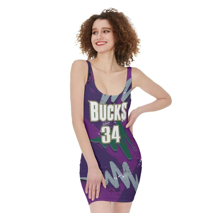 Milwaukee Bucks Basketball Magic Pattern Print Bodycon Dress