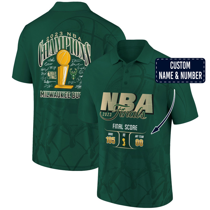 Milwaukee Bucks Champions NBA Custom Name And Number 3D Men's Polo Shirt