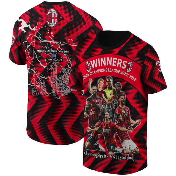AC Milan UEFA Champions League 2023 Champions 3D T-Shirt