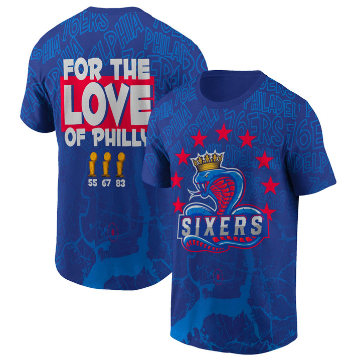Philadelphia 76ers Symbol For The Love Of Philly Print 3D T-Shirt