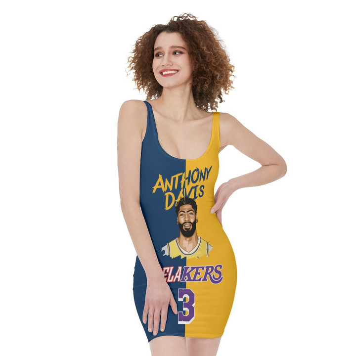 Anthony Davis Stars Player Los Angeles Lakers Pattern Print Bodycon Dress