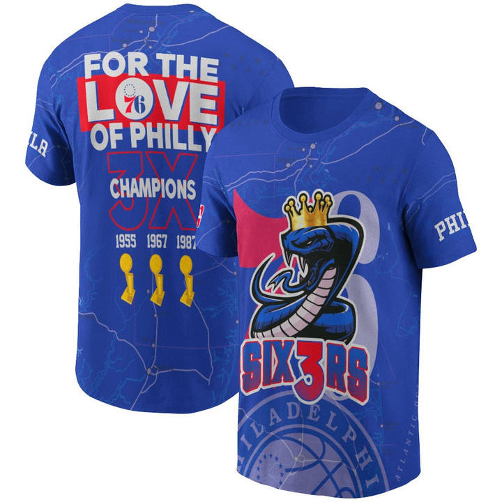 Philadelphia 76ers Snake Symbol For The Love Of Philly Print 3D T-Shirt SH1