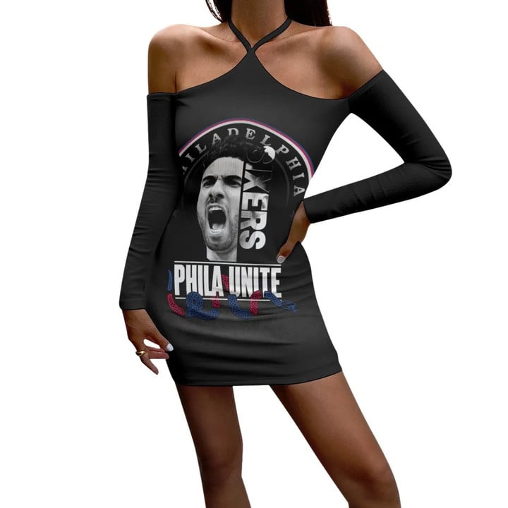 Georges Niang Phila Unite Basketball Pattern On Black Background Print Lace-up Dress