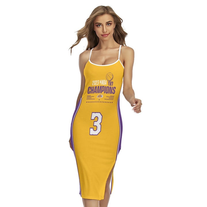 Anthony Davis Star Basketball On Yellow Background Print Cross Cami Dress