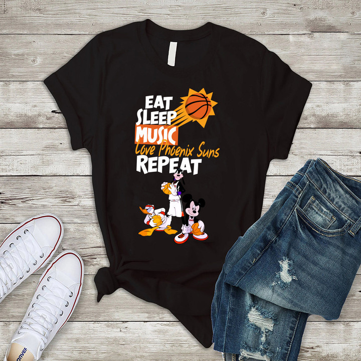 Eat Sleep Music Love Phoenix Suns Print 2D T-Shirt For Women's